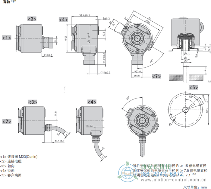 AC58-Interbus光電絕對值通用編碼器外形及安裝尺寸(盲軸F) - 西安德伍拓自動(dòng)化傳動(dòng)系統(tǒng)有限公司