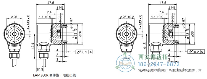 EAM360R-K - CANopen&reg;/SAE J1939磁式絕對值重載編碼器外形及安裝尺寸(編碼器套件) - 西安德伍拓自動化傳動系統(tǒng)有限公司